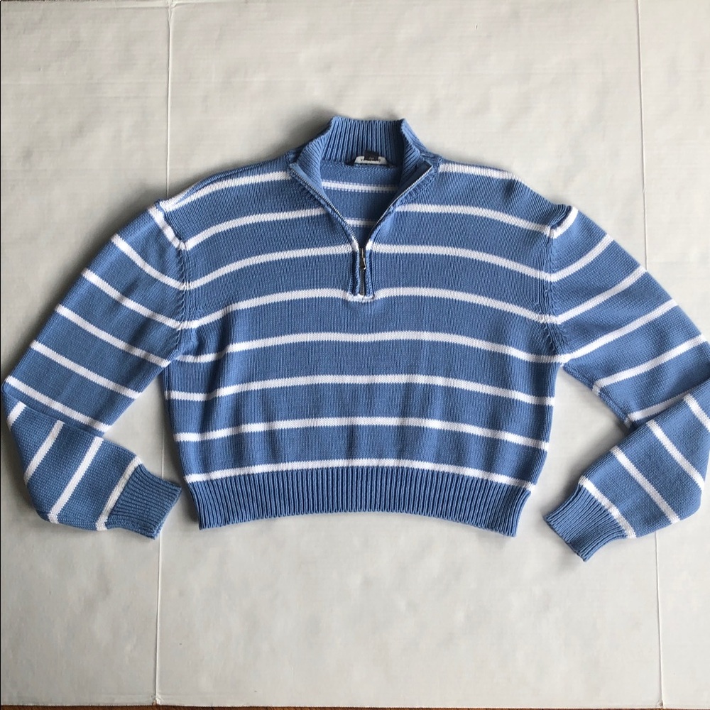 AE Studio American Eagle Cropped Quarter Zip Cotton Sweater Size L